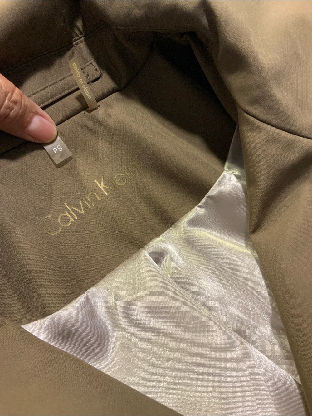 Calvin Klein Tan Trench Coat with Belt - Picture 15 of 16